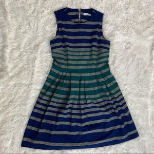💖Calvin Klein Gray/Navy Blue/Teal Striped Dress